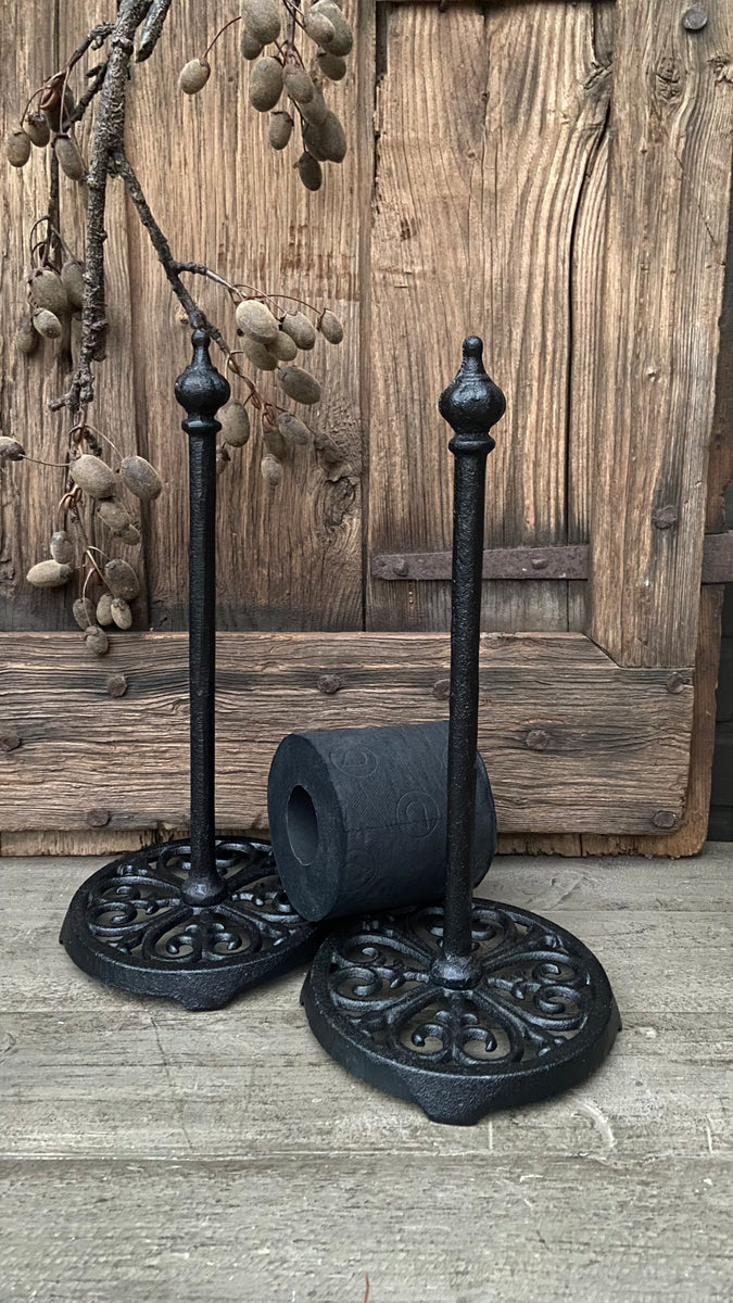 Cast iron kitchen roll holder black – Oud en Stoer Woonaccessoires